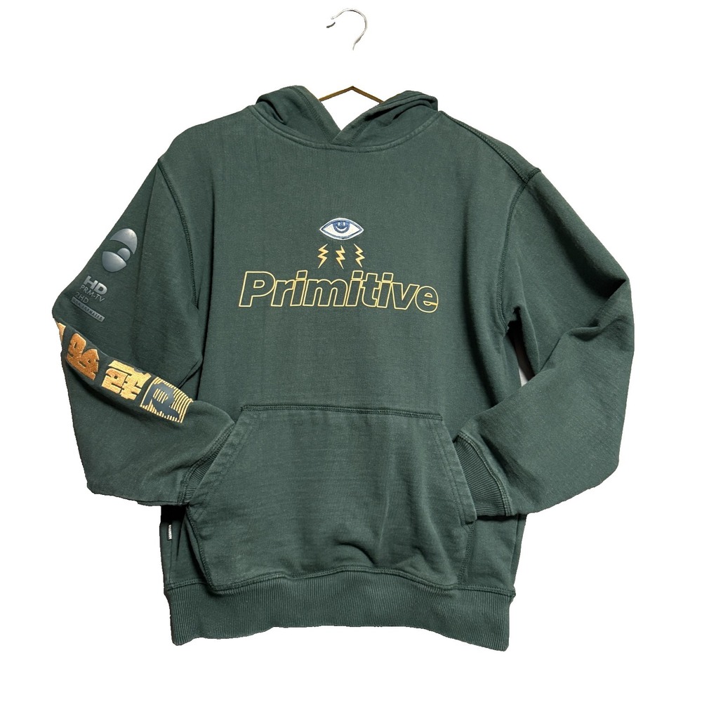 Primitive Skateboarding Hoodie Pullover Mens S Green Cyberpunk Anime Streetwear